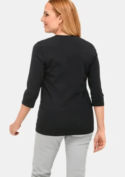T-shirt brillant à encolure arrondie en coton Pima