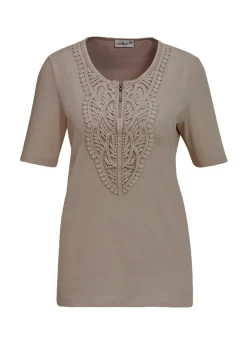 T-shirt à encolure arrondie en crochet