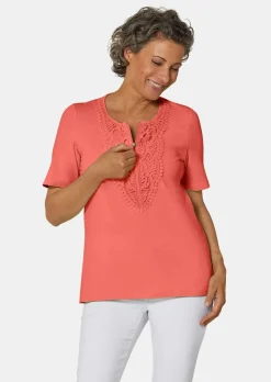 T-shirt à encolure arrondie en crochet