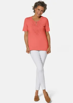 T-shirt à encolure arrondie en crochet