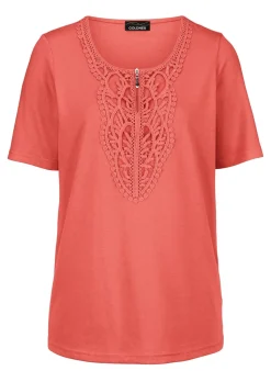 T-shirt à encolure arrondie en crochet