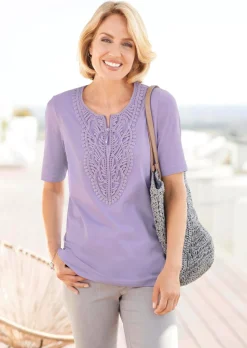 T-shirt à encolure arrondie en crochet
