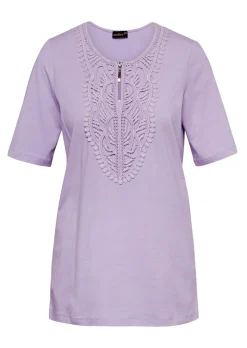 T-shirt à encolure arrondie en crochet
