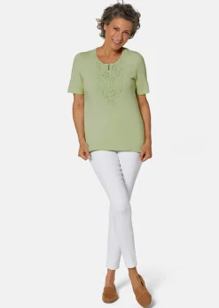 T-shirt à encolure arrondie en crochet