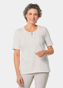 T-shirt à encolure arrondie en crochet