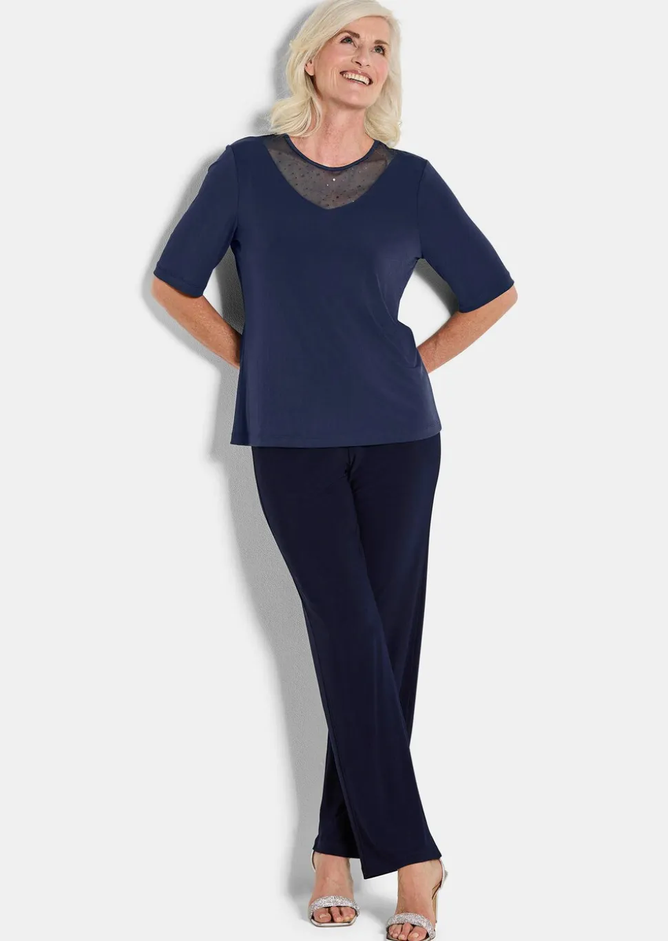 T-shirt en jersey avec empiècement en tissu filet
