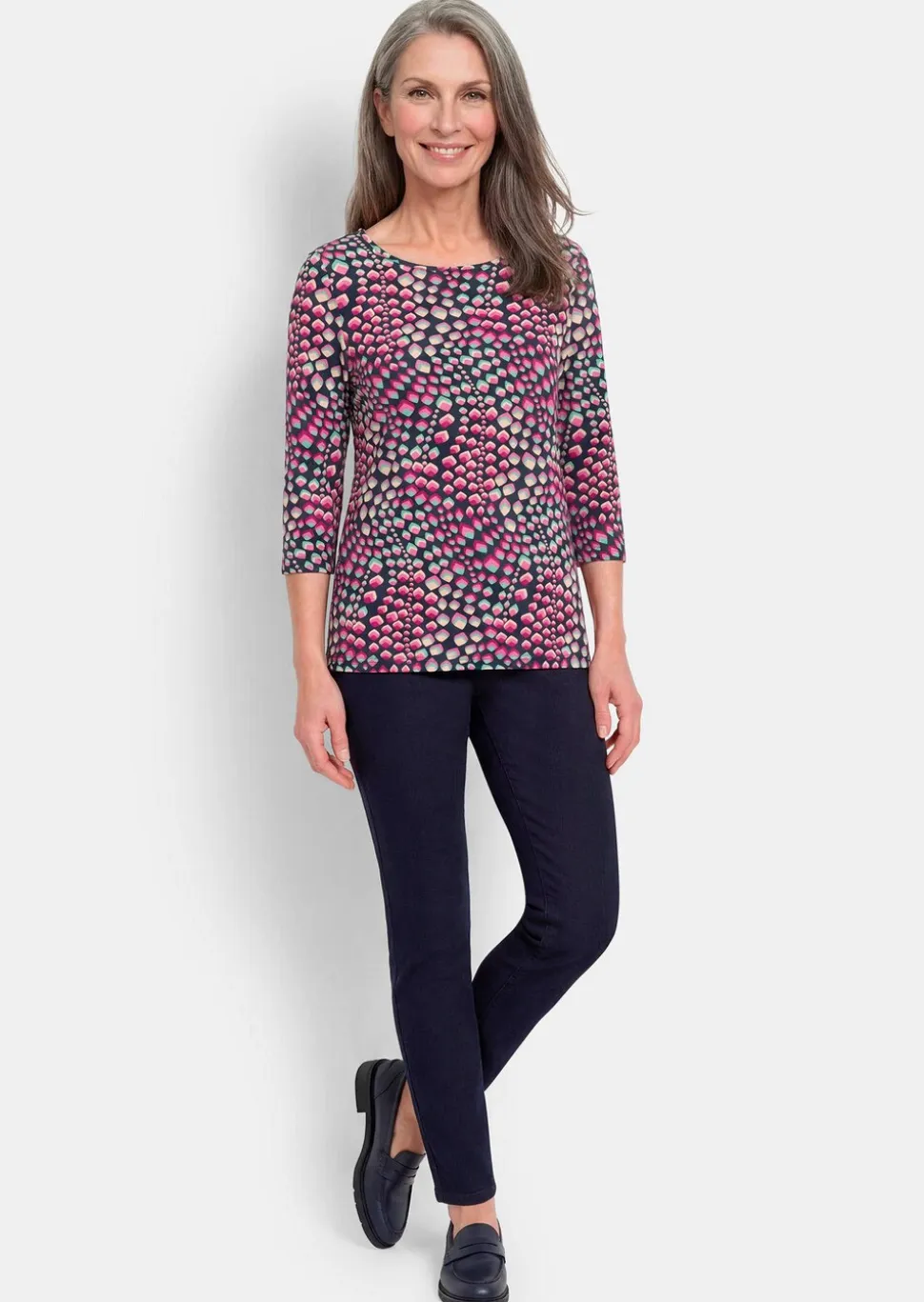 T-shirt en jersey avec encolure bateau et manches 3/4