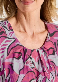 T-shirt en jersey avec imprimé de feuilles