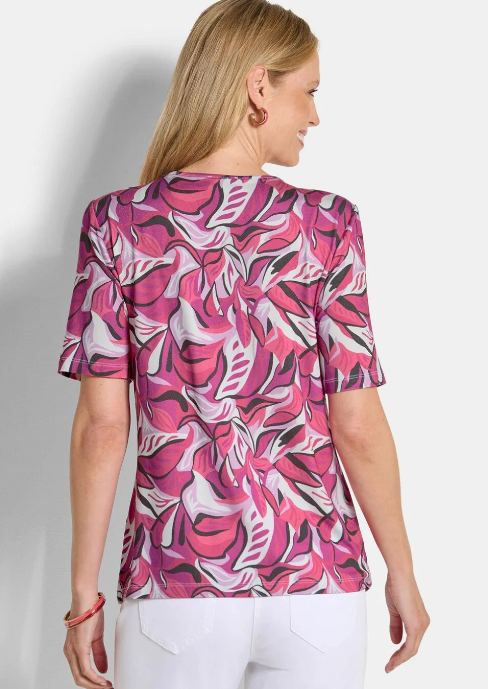 T-shirt en jersey avec imprimé de feuilles