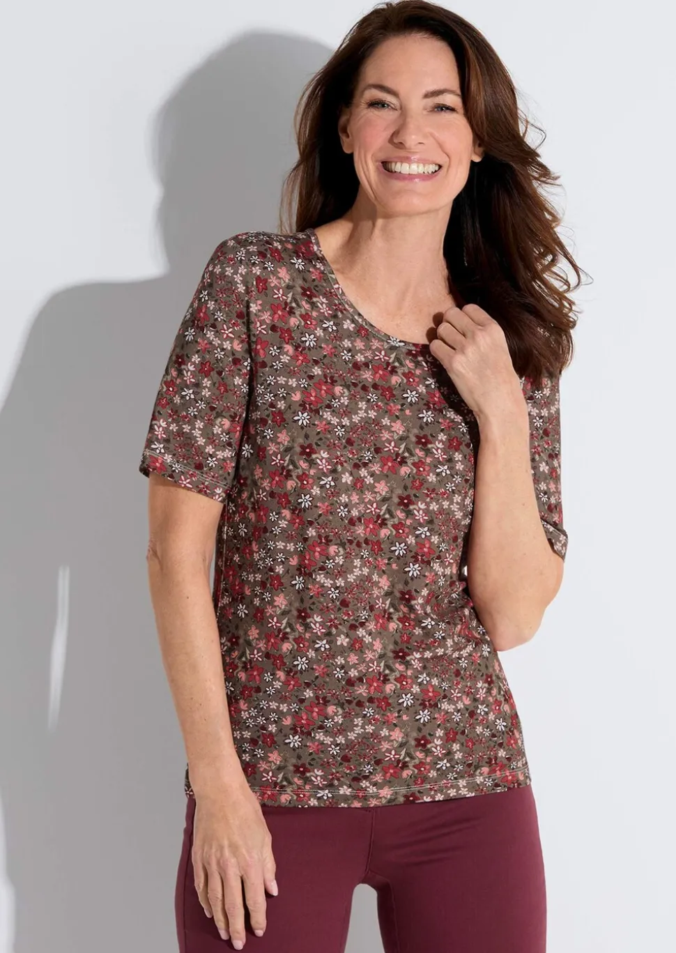 T-shirt en jersey avec imprimé mille-fleurs