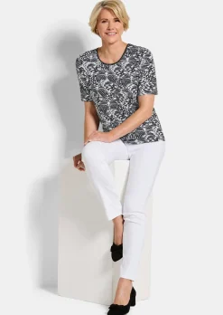 T-shirt en jersey avec imprimé noir et blanc