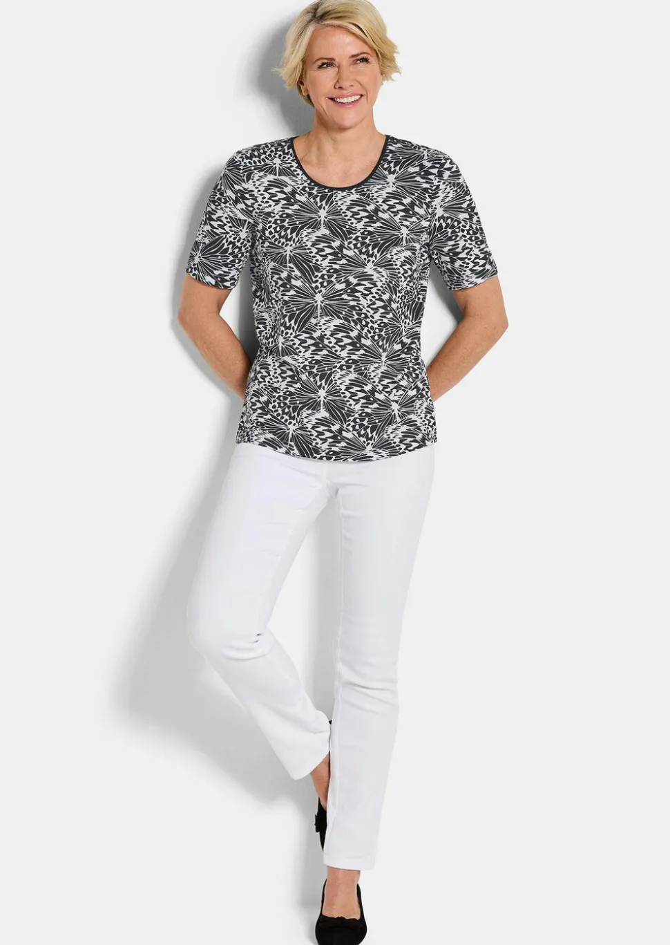 T-shirt en jersey avec imprimé noir et blanc