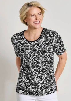 T-shirt en jersey avec imprimé noir et blanc