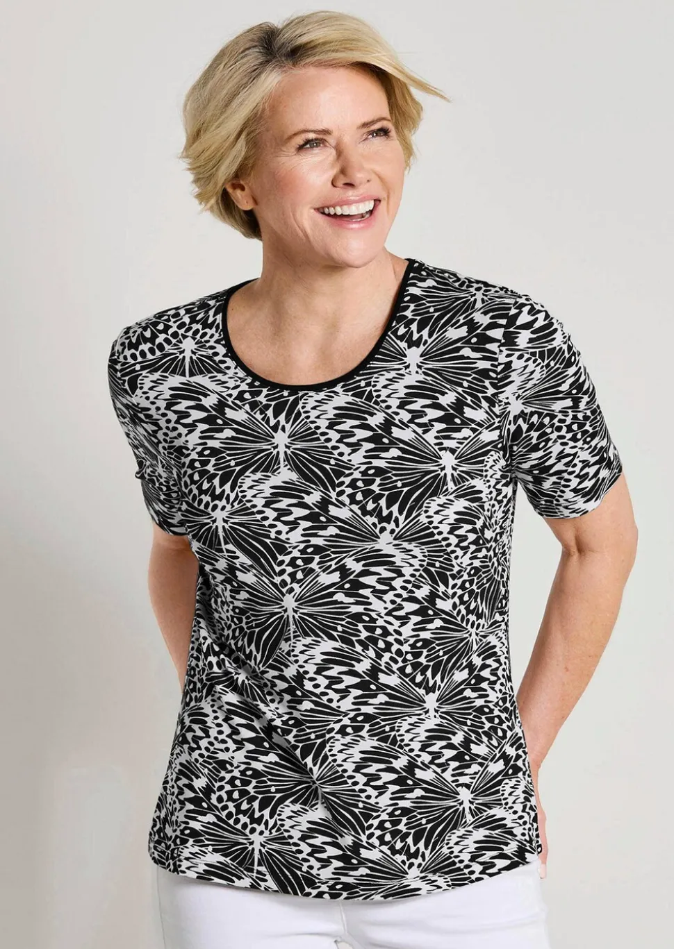 T-shirt en jersey avec imprimé noir et blanc
