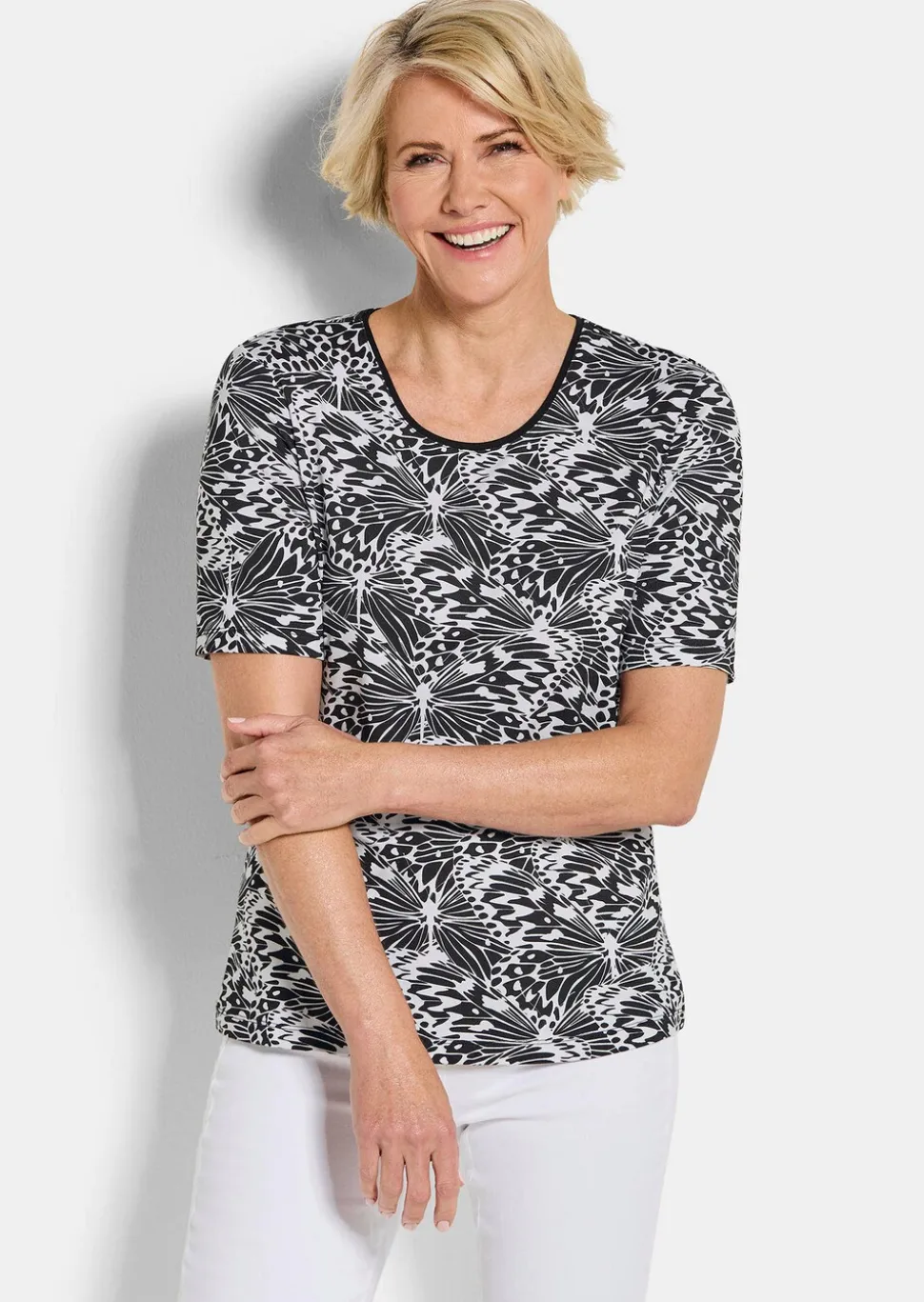 T-shirt en jersey avec imprimé noir et blanc