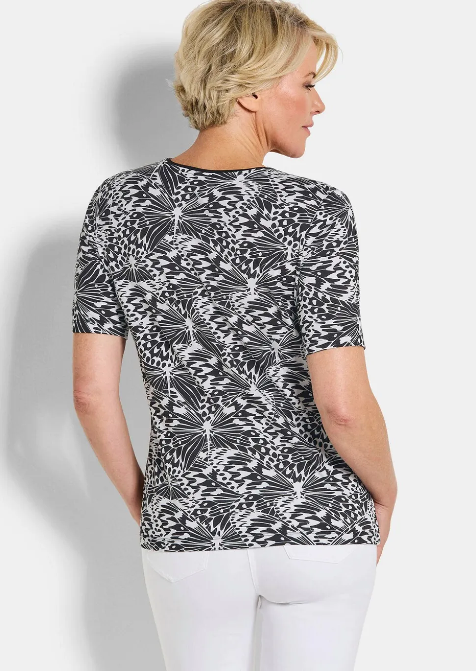T-shirt en jersey avec imprimé noir et blanc