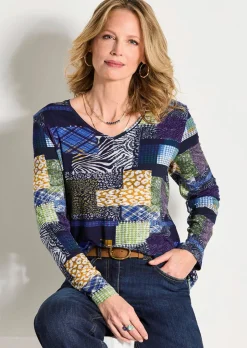 T-shirt en jersey avec imprimé patchwork