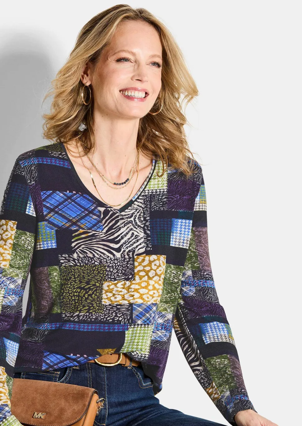 T-shirt en jersey avec imprimé patchwork