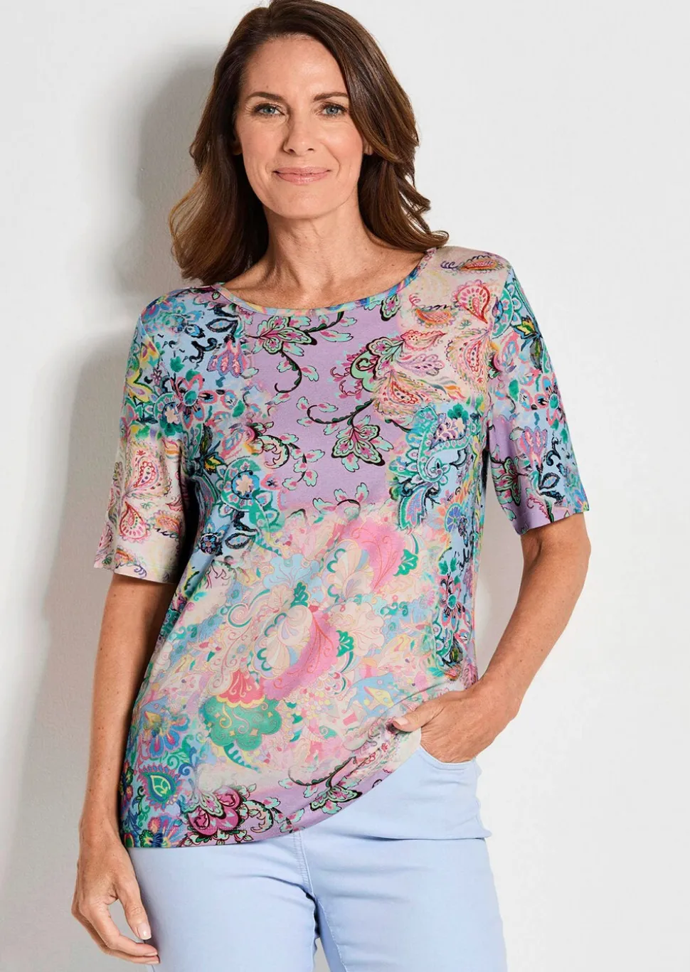 T-shirt en jersey avec motif cachemire
