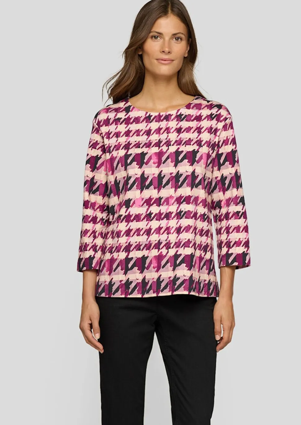 T-shirt en jersey avec motif pied-de-poule et carreaux