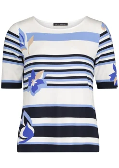 T-shirt en jersey avec motif à rayures et fleurs