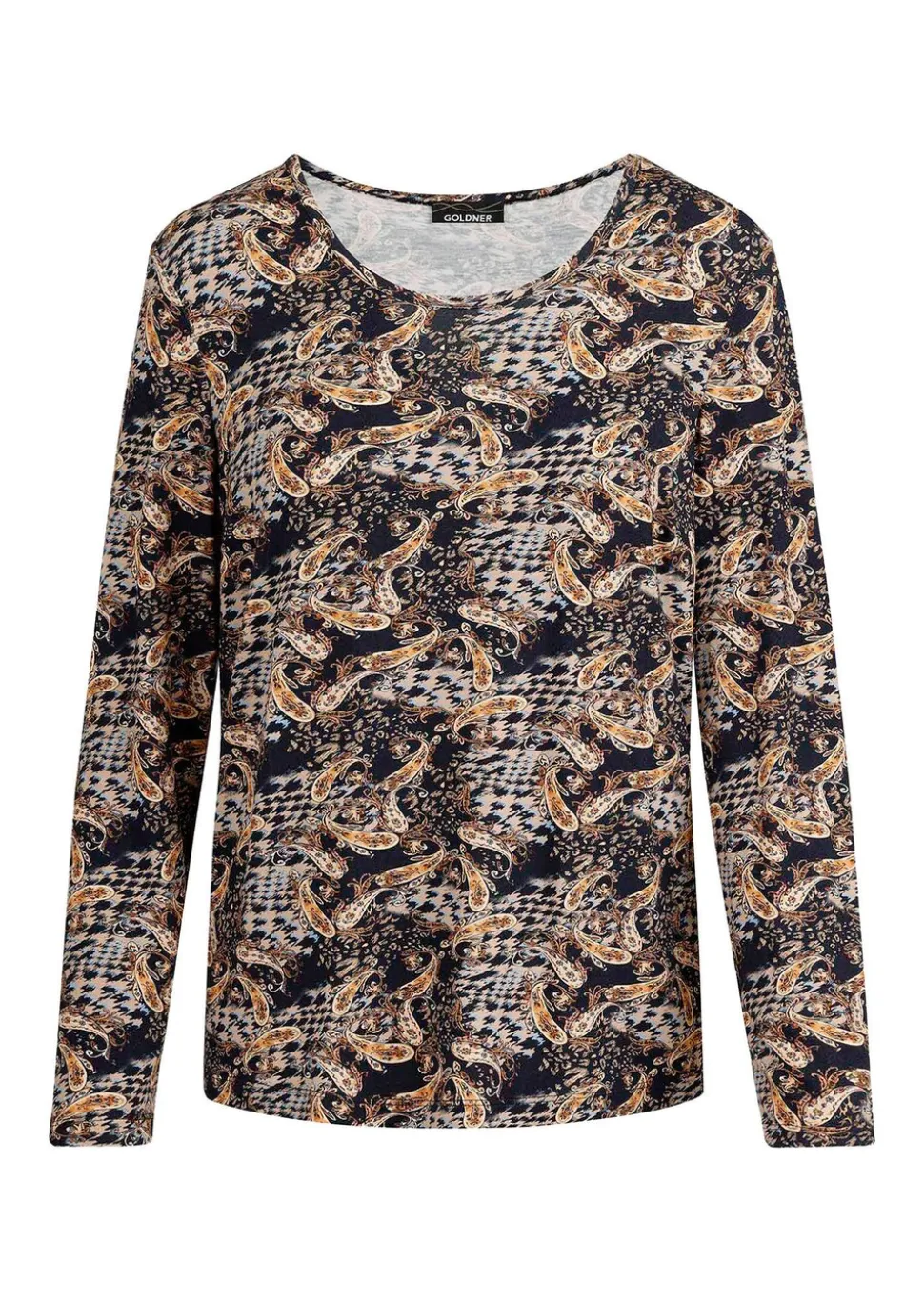 T-shirt en jersey imprimé cachemire et pied-de-poule
