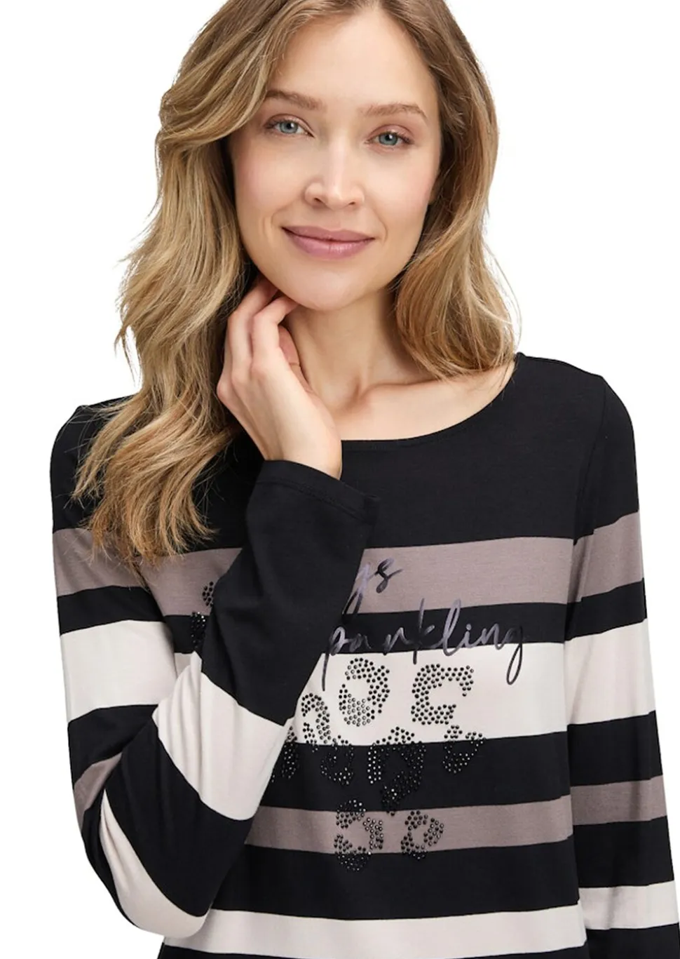 T-shirt en jersey orné de pierres scintillantes