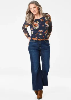 T-shirt en mesh à imprimé floral