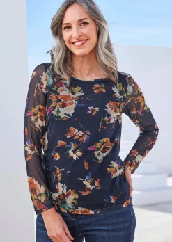 T-shirt en mesh à imprimé floral