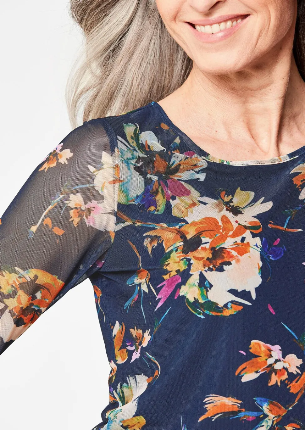 T-shirt en mesh à imprimé floral