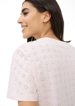 T-shirt en pur coton avec broderie ajourée