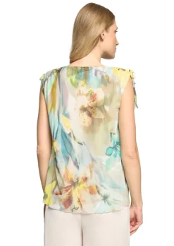 T-shirt en étoffe filet avec couture froncée aux épaules