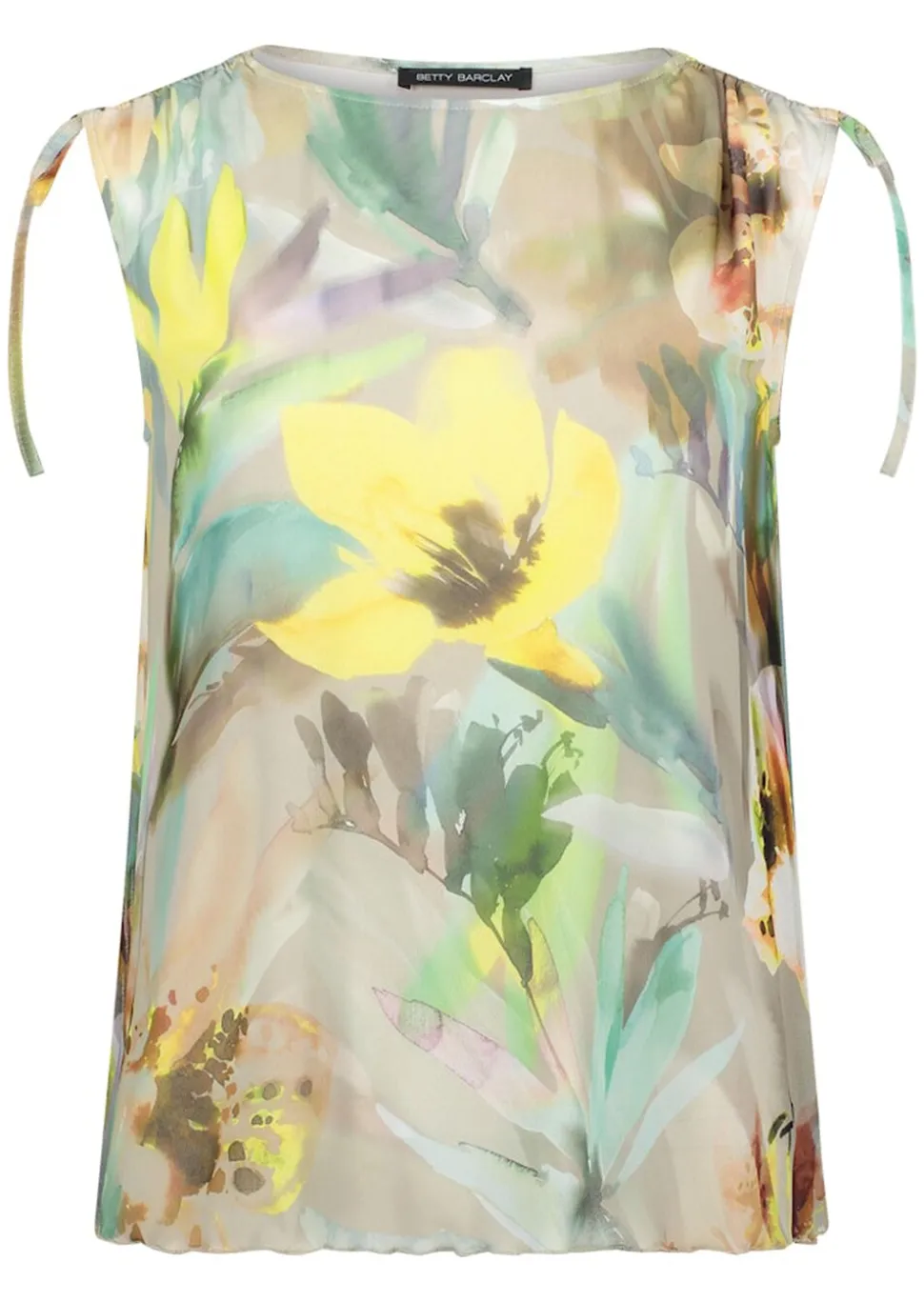 T-shirt en étoffe filet avec couture froncée aux épaules