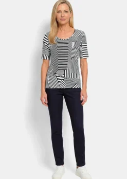 T-shirt en viscose avec impression de rayures abstraites