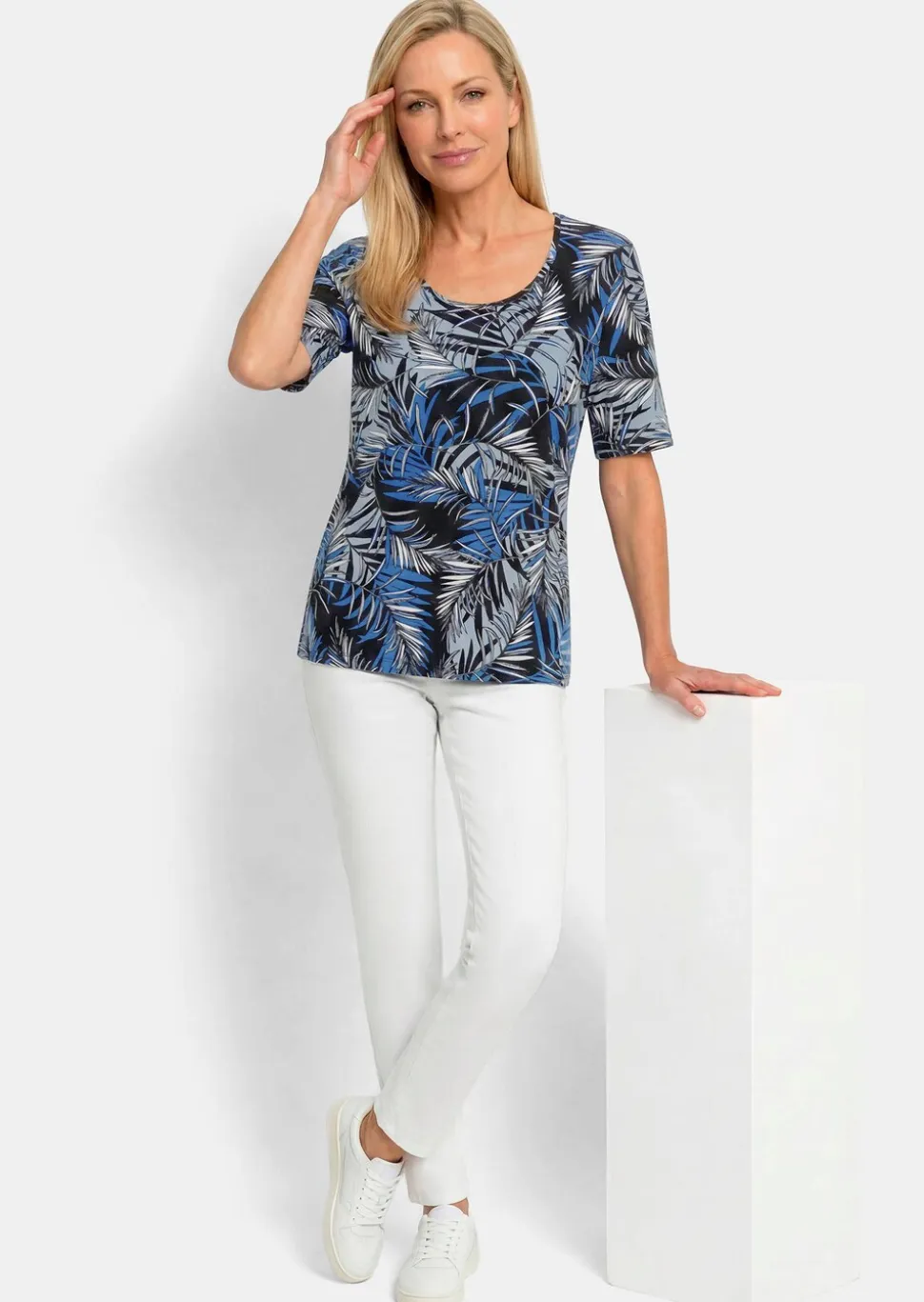 T-shirt en viscose avec imprimé palmier