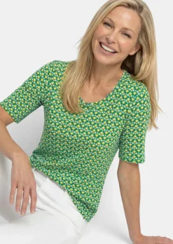 T-shirt en viscose avec imprimé géométrique minimaliste