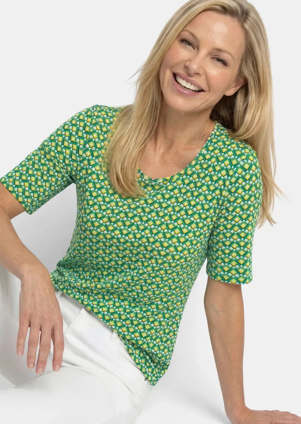 T-shirt en viscose avec imprimé géométrique minimaliste