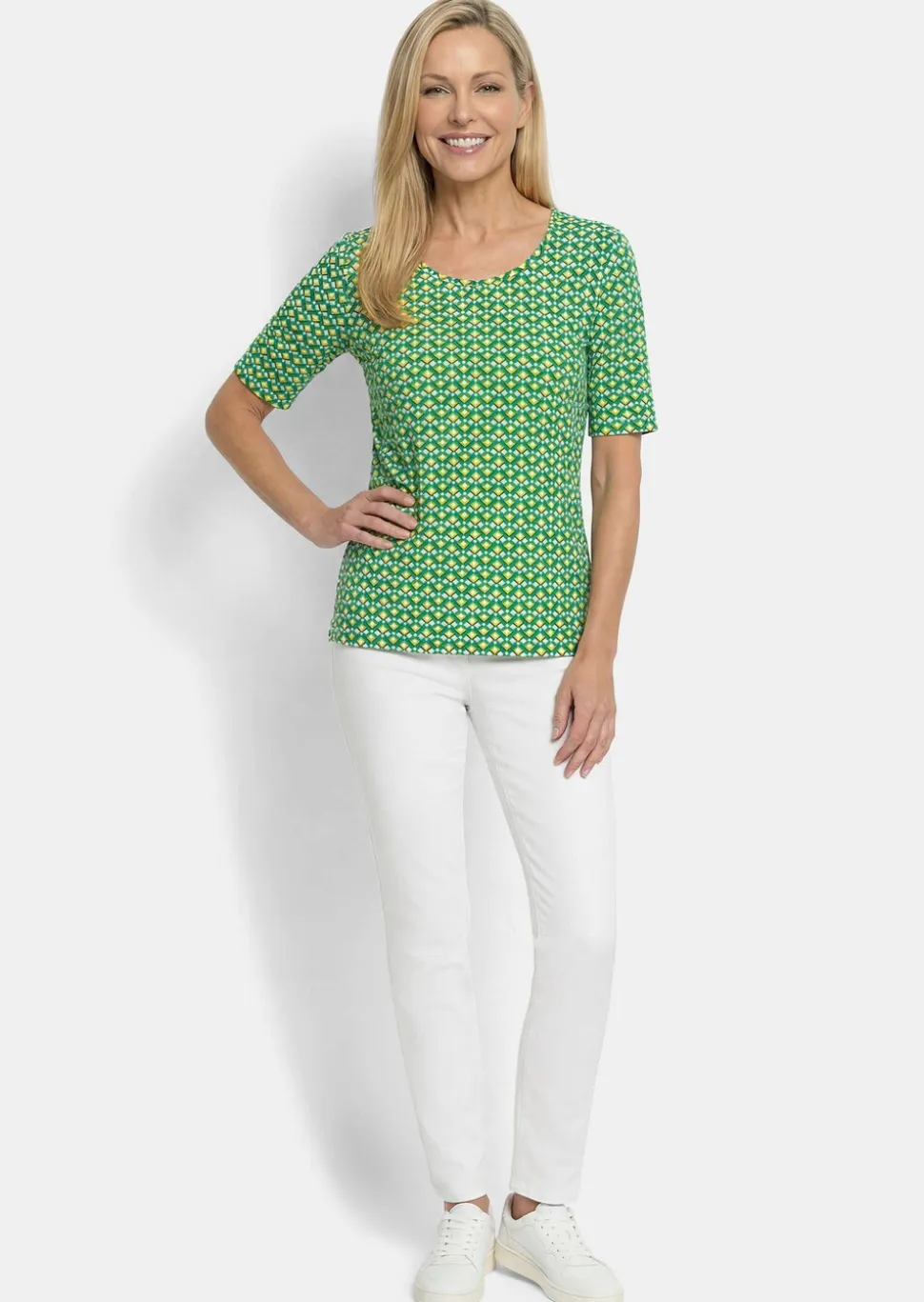 T-shirt en viscose avec imprimé géométrique minimaliste