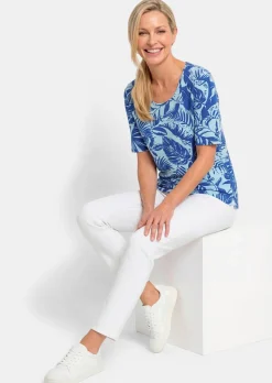 T-shirt en viscose avec motif feuilles graphique