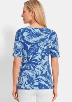 T-shirt en viscose avec motif feuilles graphique
