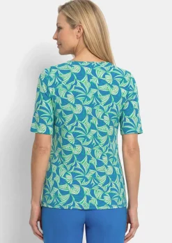 T-shirt en viscose avec motif feuilles