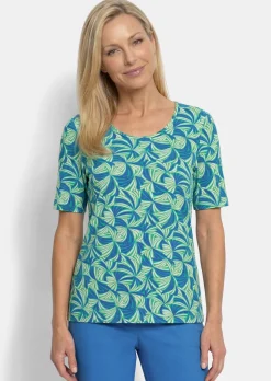 T-shirt en viscose avec motif feuilles