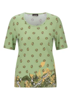 T-shirt en viscose avec un imprimé de fleurs et de feuilles