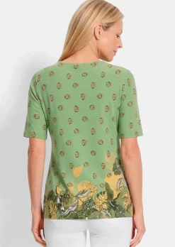 T-shirt en viscose avec un imprimé de fleurs et de feuilles
