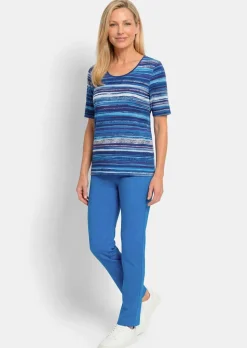 T-shirt en viscose avec un motif à rayures aux couleurs intenses
