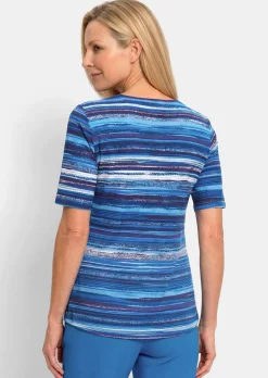 T-shirt en viscose avec un motif à rayures aux couleurs intenses