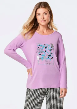 T-shirt à manches longues avec imprimé pailleté