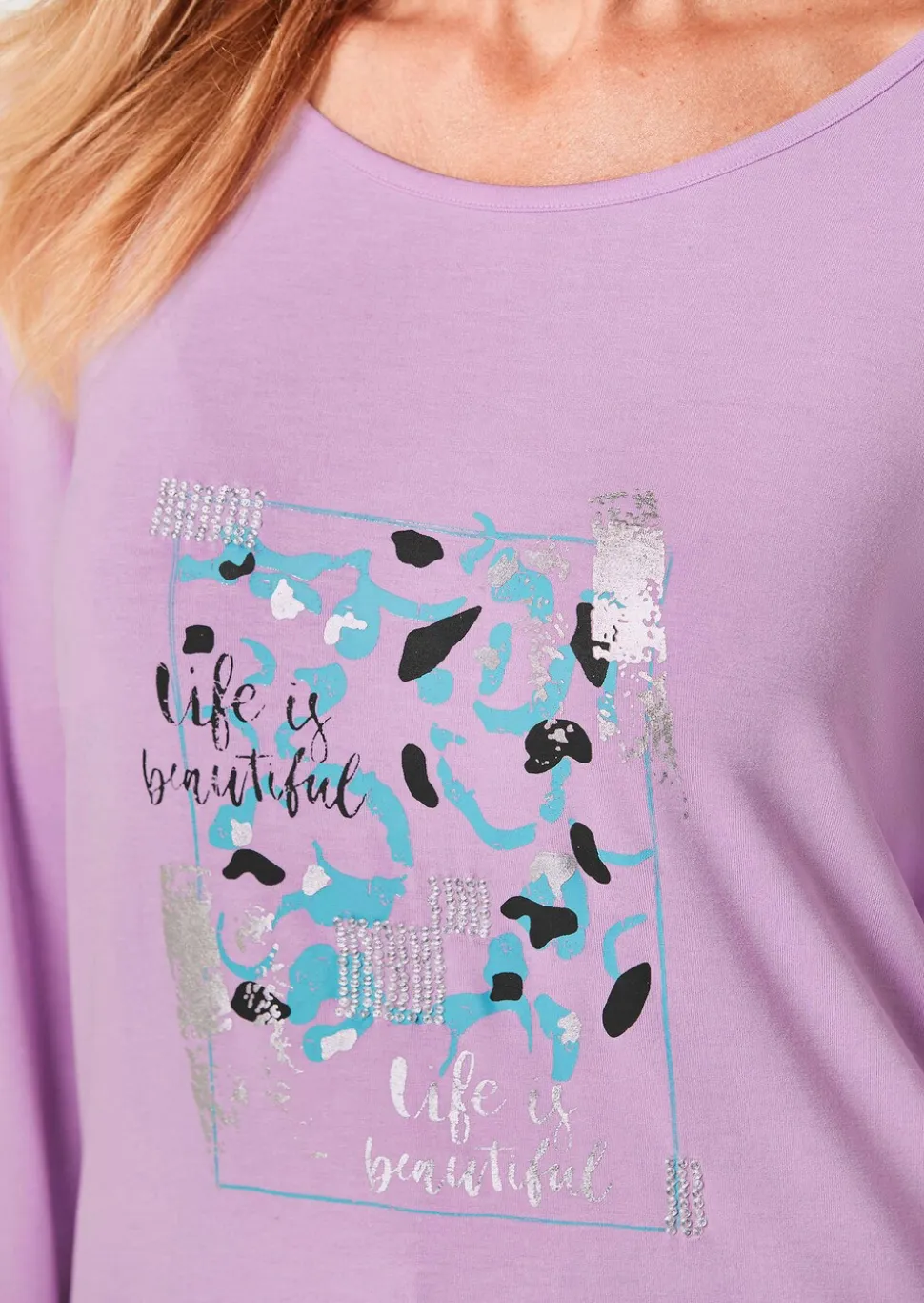 T-shirt à manches longues avec imprimé pailleté