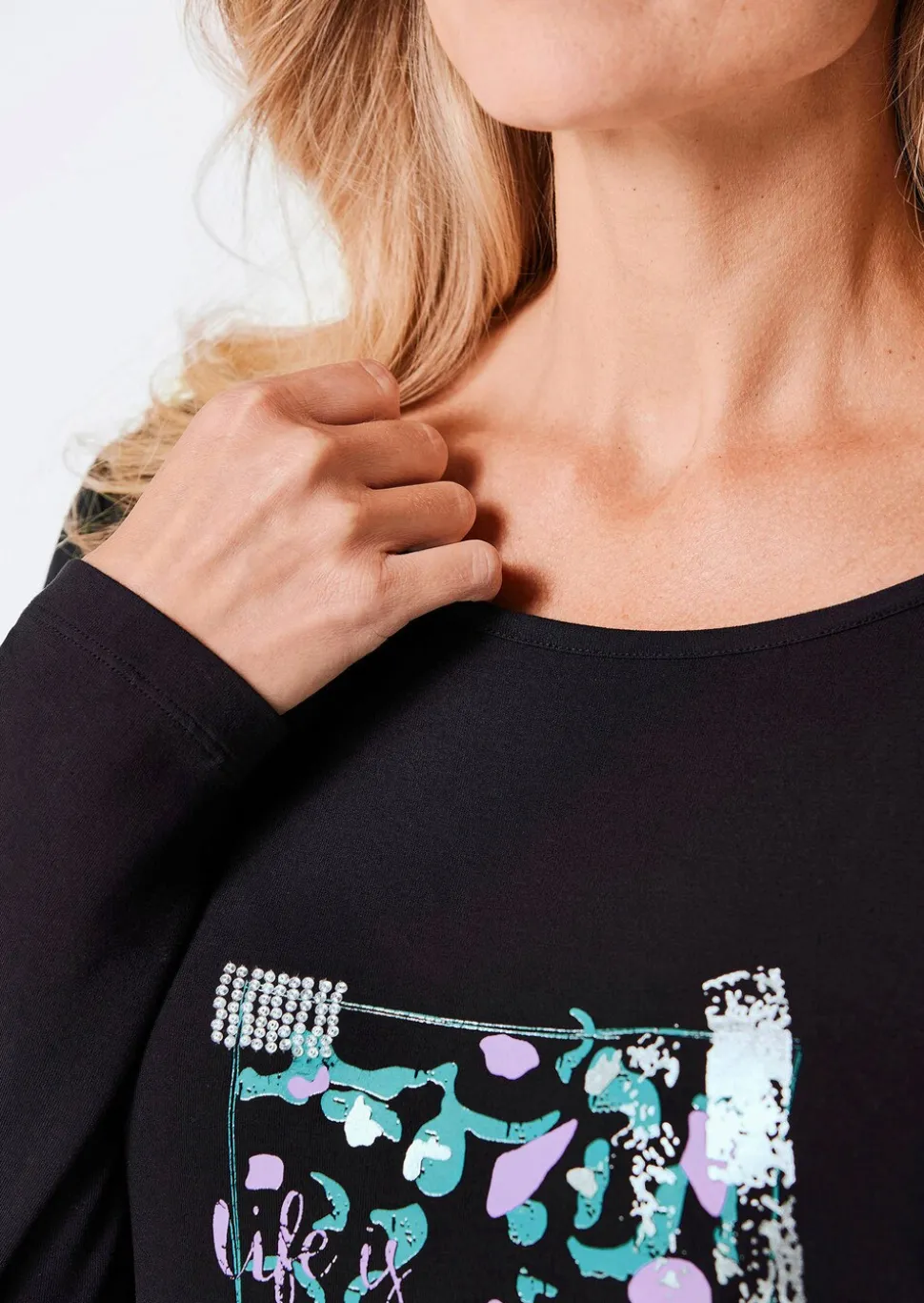 T-shirt à manches longues avec imprimé pailleté
