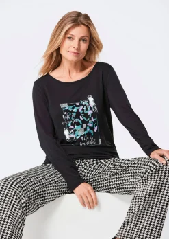 T-shirt à manches longues avec imprimé pailleté